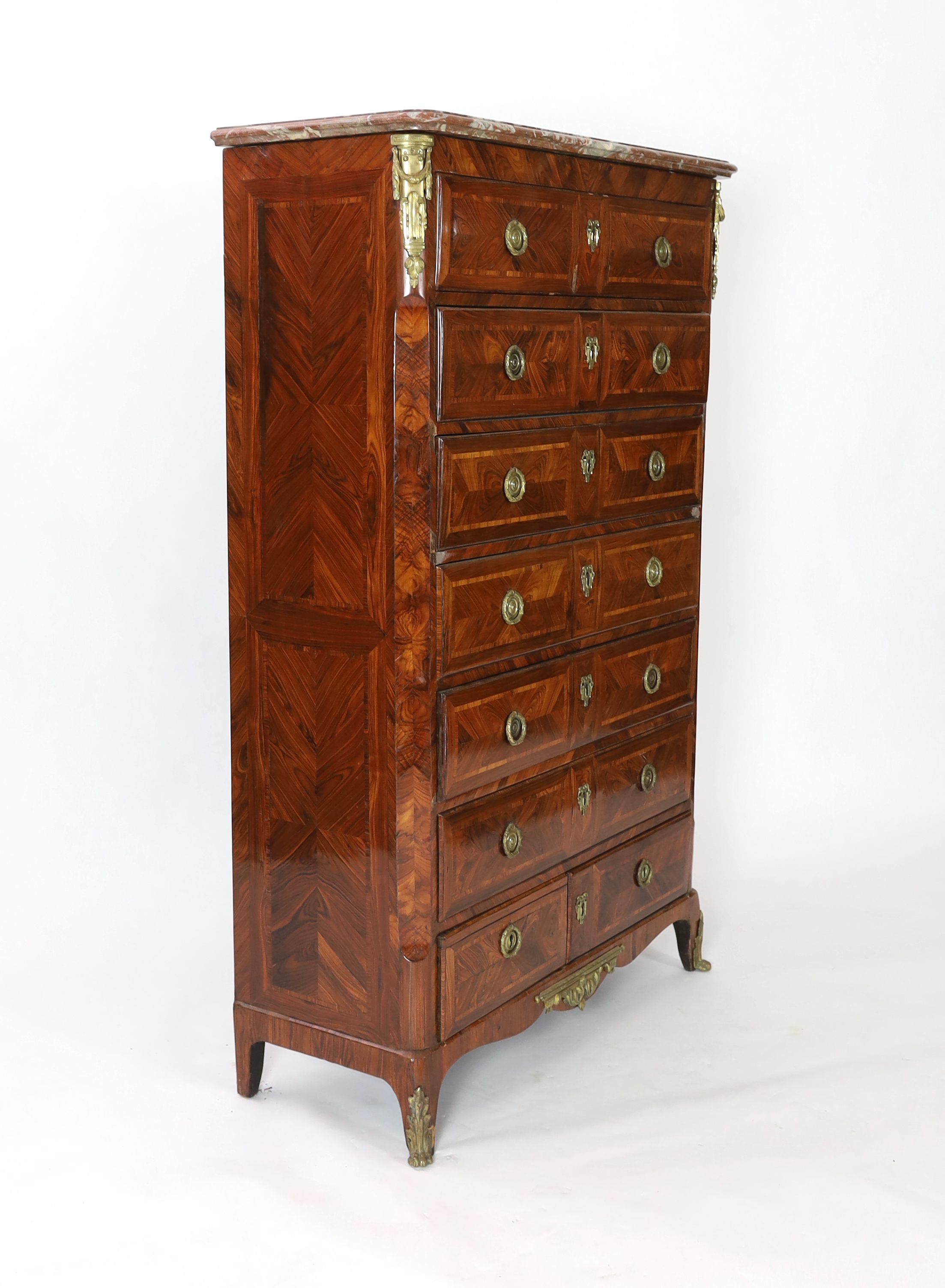 A Louis XVI style kingwood semanier 103cm wide, 44cm deep, 162cm high